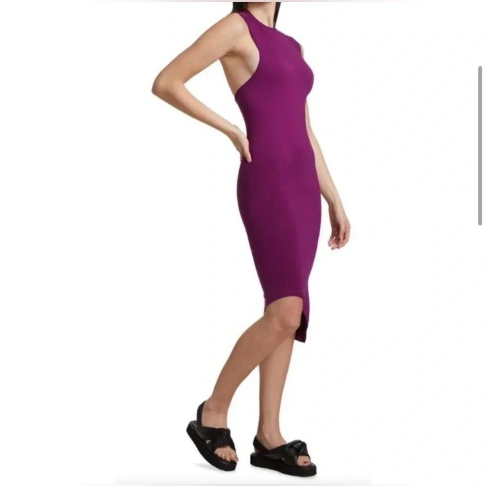 NWT SIMON MILLER Pica Asymmetric Stretch Bodycon Dress in Plum Size M/L - Picture 2 of 9